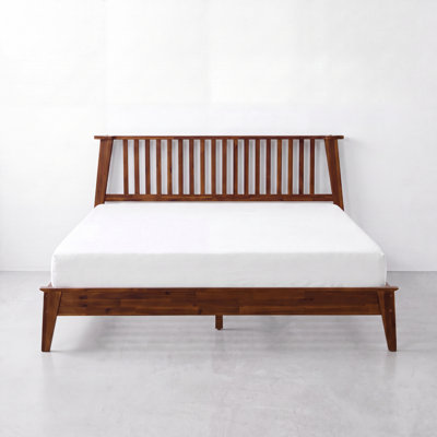 Premium Solid Wood Platform Bed Frame with Headboard – 800 lb Capacity, No Box Spring Needed, Fits All Mattresses