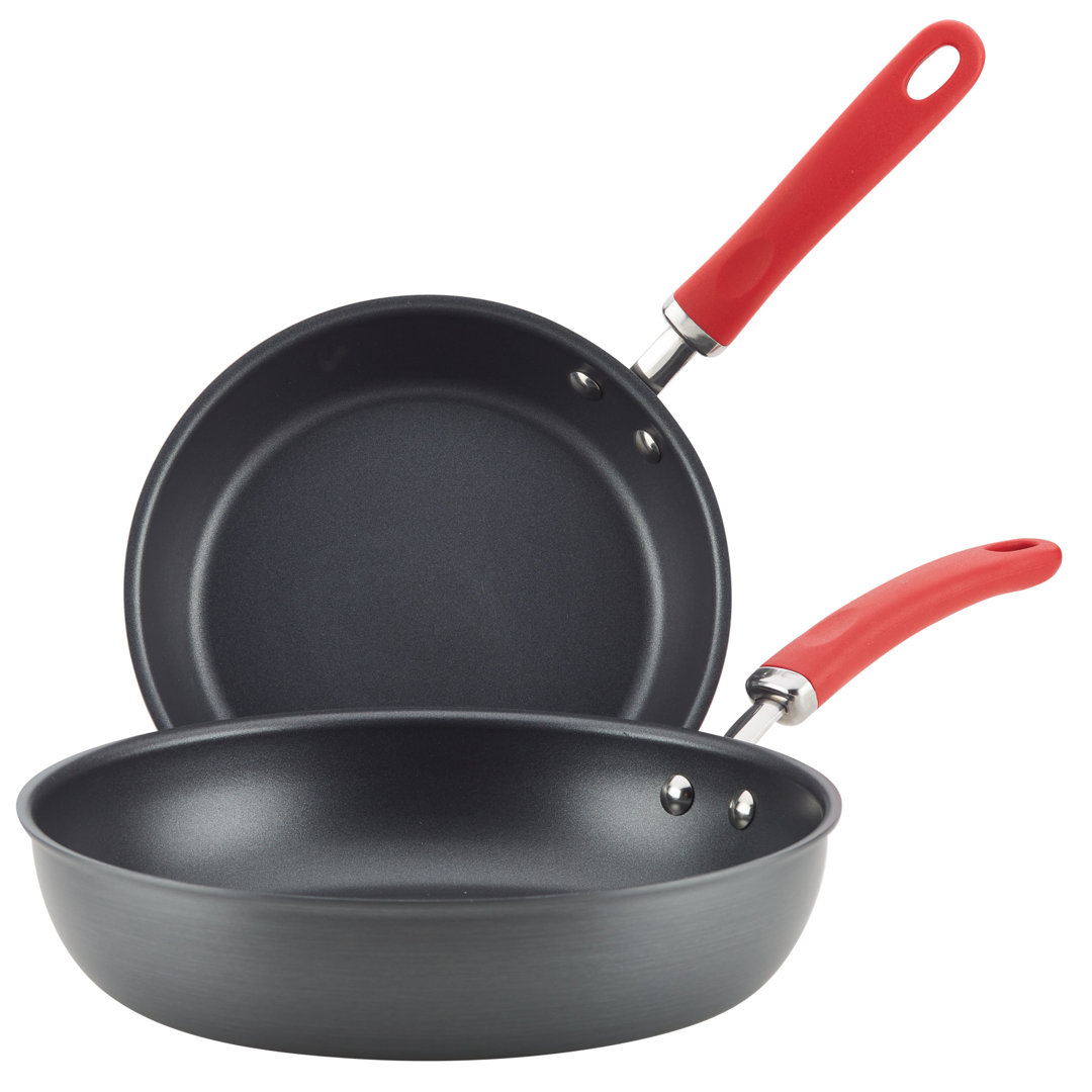 Rachael Ray Create Delicious Hard-Anodized Aluminum Nonstick Deep Frying Pan Set, 9.5-Inch and 11.75-Inch Rachael Ray