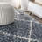 Cantera Shag Plush Tassel Moroccan Geometric Trellis Blue/Cream Rug-646535067
