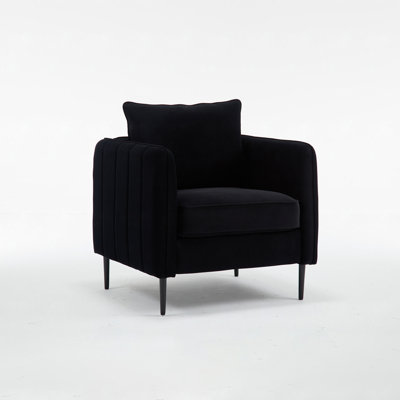 Shalon Velvet Upholstered Accent Chair with Cushion & Metal Legs