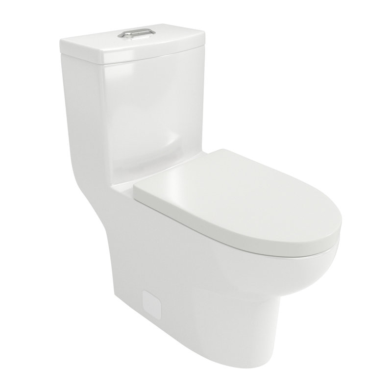 One Piece Ceramic Bathroom Toilet - Soft Close Seat, Noise- Operation White Dual Flush Skirted Bowl Design, Stylish Appearance