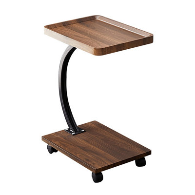 C Shaped Side Table Movable Sofa End Table Modern Coffee Table With Wheels For Small Spaces