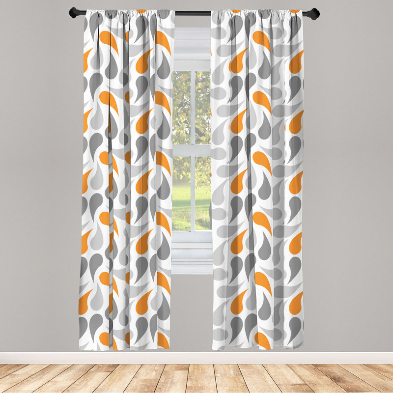 Paisley Room Darkening Rod Pocket Curtain Panel, 28" x 95", Orange
