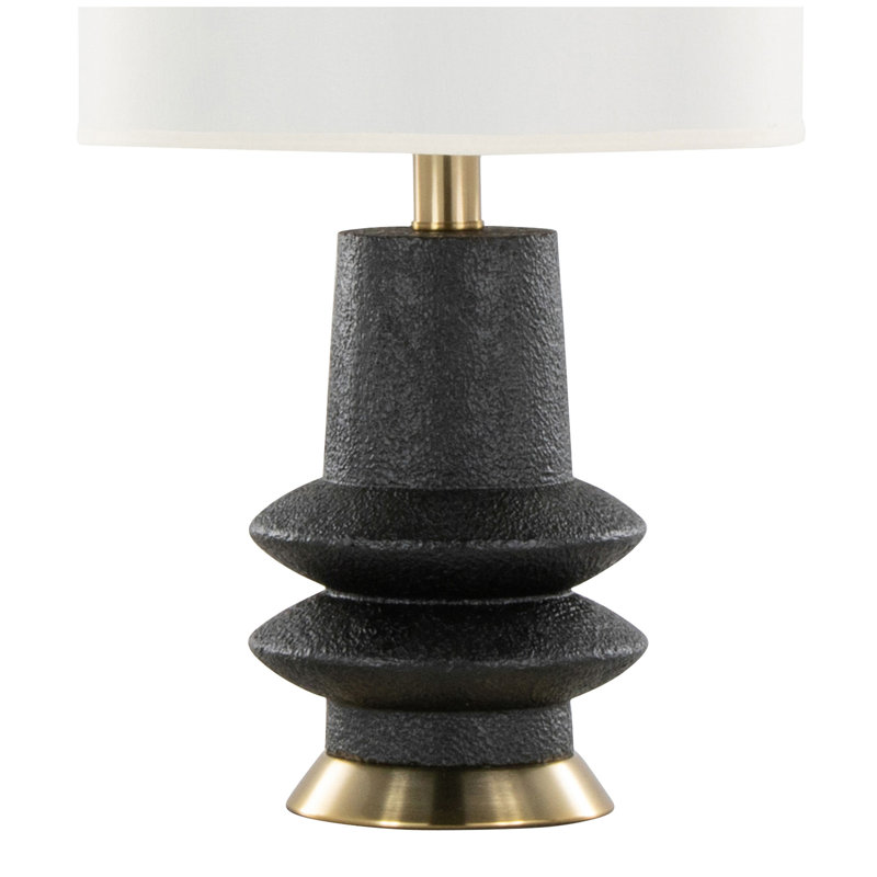 Lloyd 26" Contemporary Table Lamp, Modern White Linen Shade from Grandview Gallery by LumiSource - Set of 2, Black