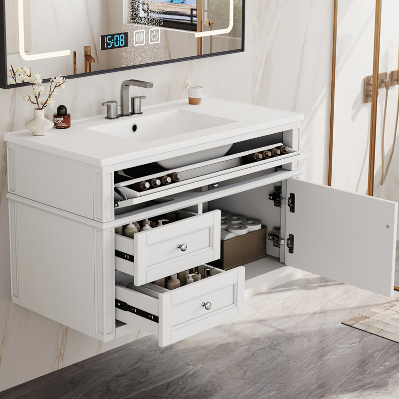 Meuble-lavabo flottant 36 po avec lavabo en céramique 36 po, White