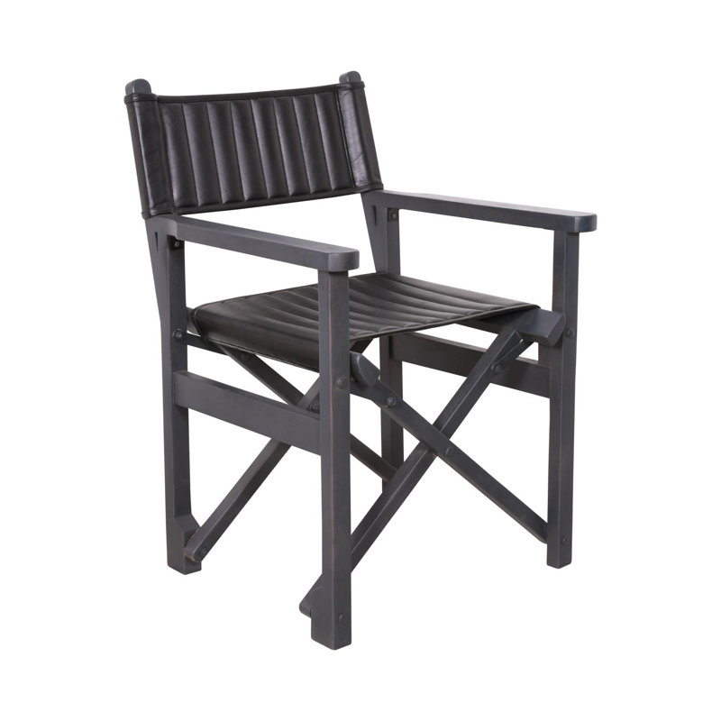 Gibrian 55.88Cm Wide Genuine Leather Armchair, Black Genuine Leather, Black