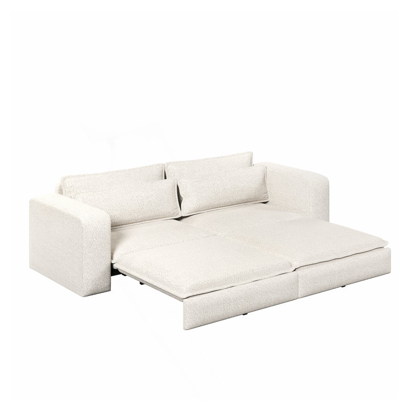 Canapé-lit 93 po pour très grand lit, canapé-lit escamotable, canapé-lit convertible 3 en 1, méridienne, canapé-lit à 3 places avec 2 coussins lombaires pour le salon, un appartement, un bureau, un bureau, beige