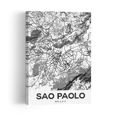 Sao Paulo Brazil Map Retro Vintage City Wall Art Print