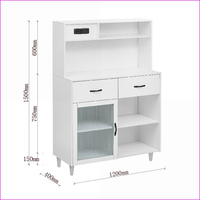 Buffet, cadre moderne en bois massif blanc minimaliste avec rangement | L 24 po x P 9 po x H 45 po | Panneau de particules et bois de pin