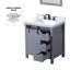 Meuble-lavabo gris foncé 30 po X P 22 po D, comptoir en marbre de Carrare, ensemble de robinets et Miroir
