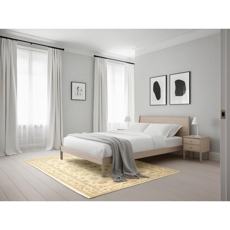 Tapis traditionnel heureux beige / brun Heuraux, Rectangle 5 pi x 7 pi