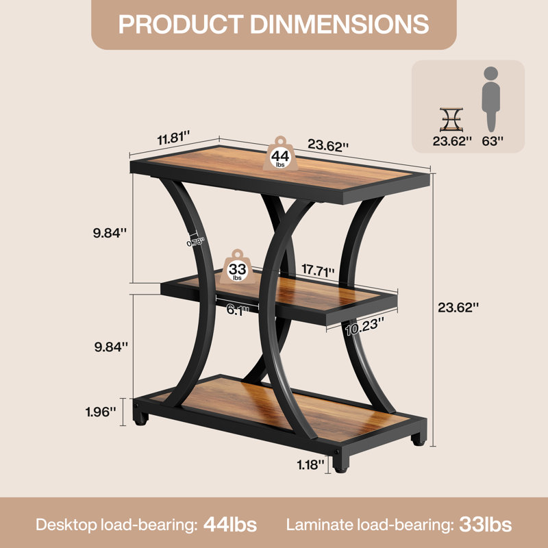 Table de bout avec rangement Indsutrial, ensemble de 2