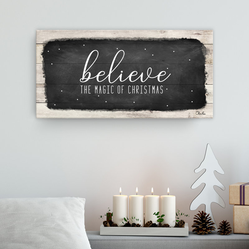 «Believe I» par Olivia Rose - reproduction d'art textuel sur toile tendue, H 18 po x l 36 po x P 1,5 po