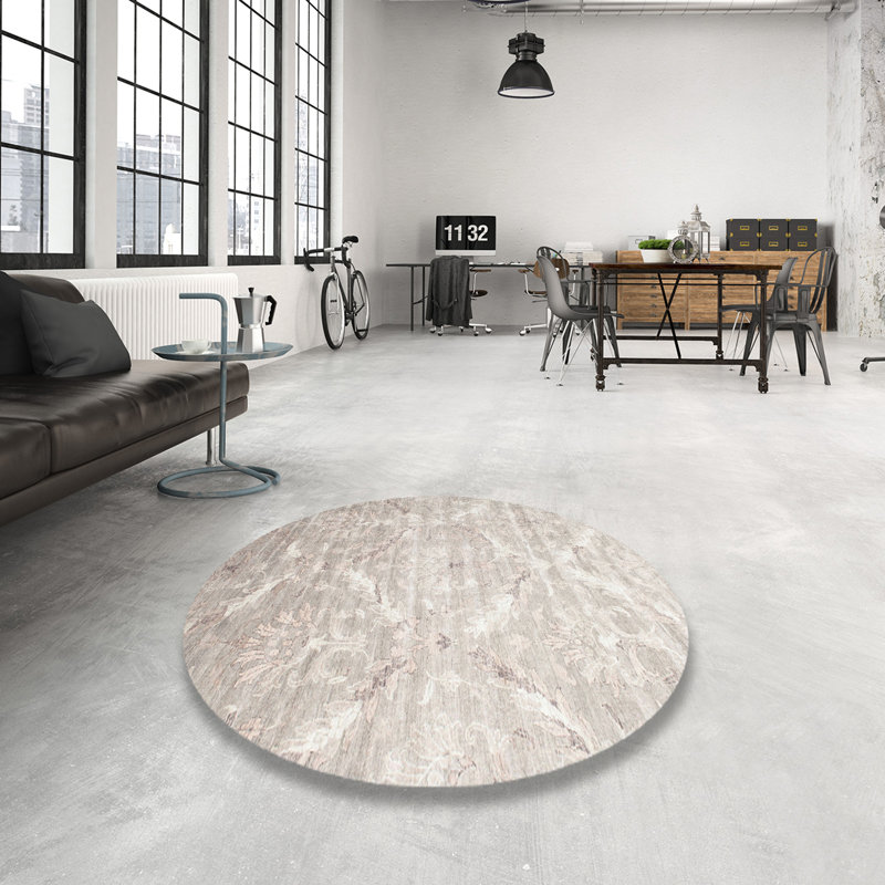 Rascon Damask Indoor Rug, Round 4'
