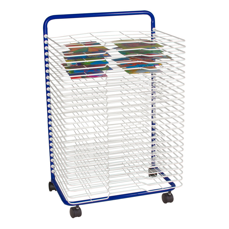 Séchoir à linge mobile à 25 tablettes pour les salles de classe et les studios d'art, H 38 po x l 23,75 po x P 17,5 po