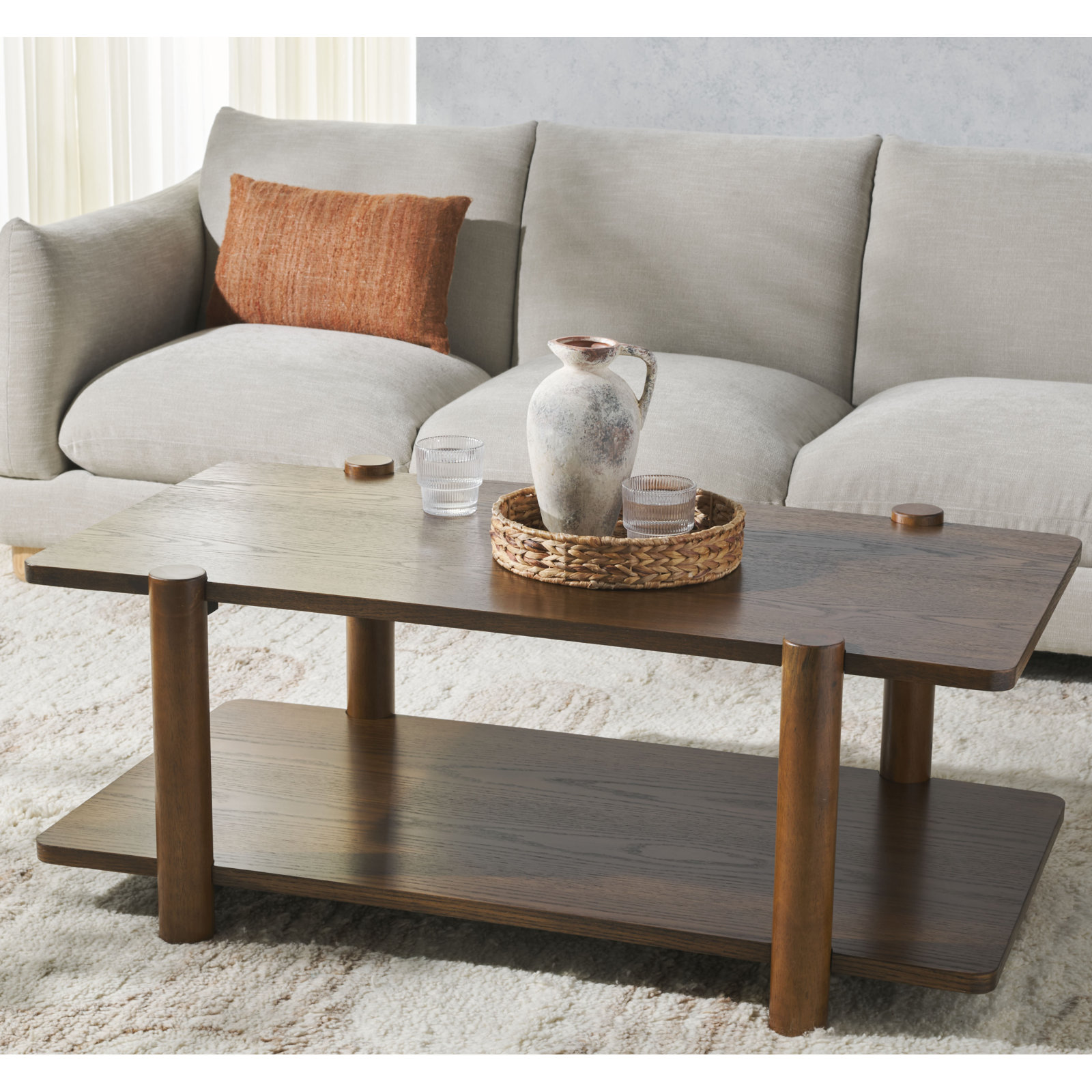 Hepburn 48" Coffee Table, Medium Oak