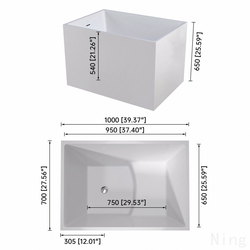 Free Standing Soaker Acrylic Bath-Tubs, Rectangular Shape Soaker Hot Tub