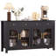 Grande armoire-buffet de 55 po avec rangement, armoire de rangement pour la cuisine avec 3 tiroirs et 4 portes vitrées, table basse avec buffet pour la salle à manger et le salon-106913212