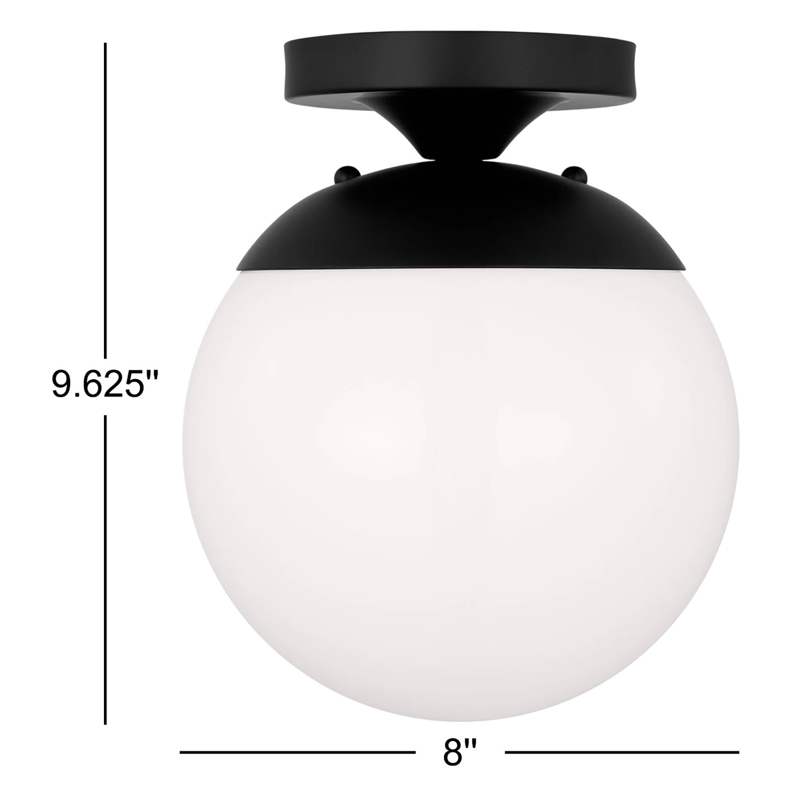 Meri Single Light Glass Semi Flush Mount, Clear, No, Midnight Black