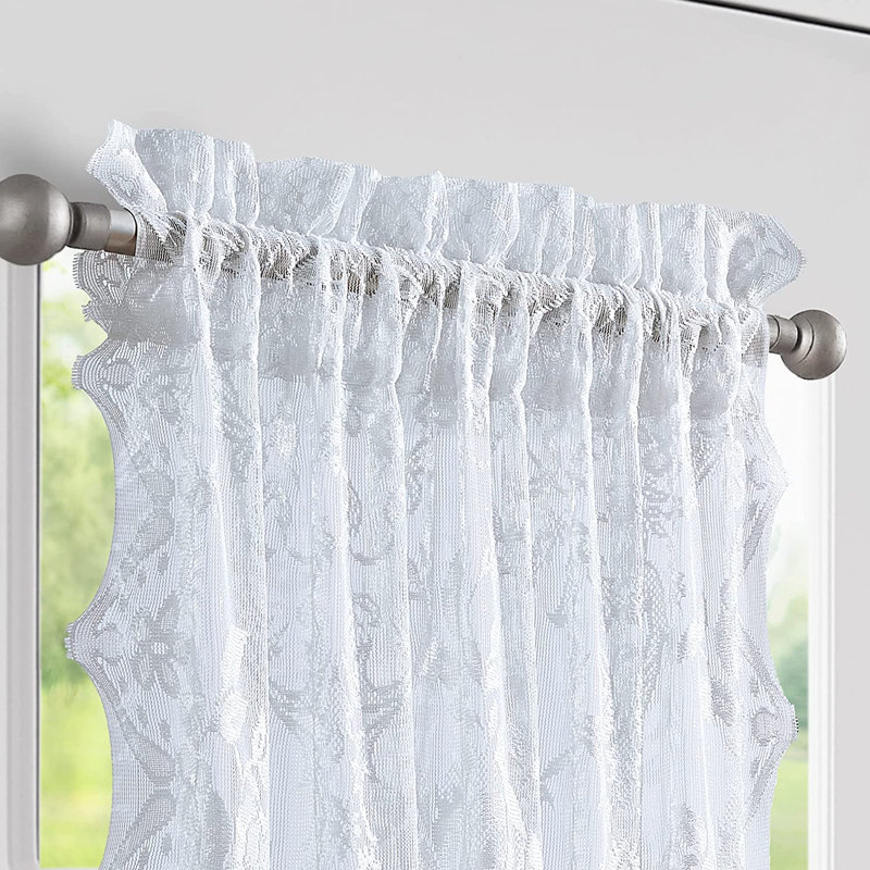 Paire de rideaux semi-transparents avec passe-tringle Bergerac, Blanc, L 30 po x L 72 po