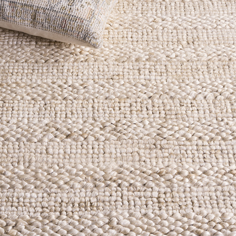 Keyia Natural Fiber Flat Weave Jute/Cotton Solid Color Rug in Beige, Rectangle 8' x 10'