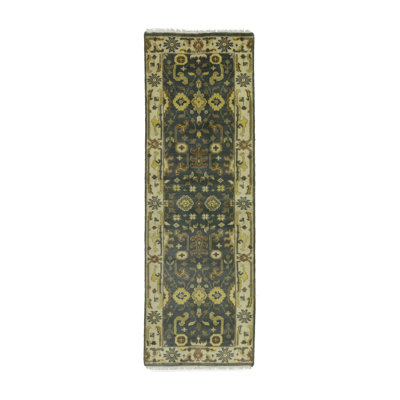 Kroth Oriental Handmade Hand-Knotted Runner 2'8" x 7'11" Wool Area Rug in Gray