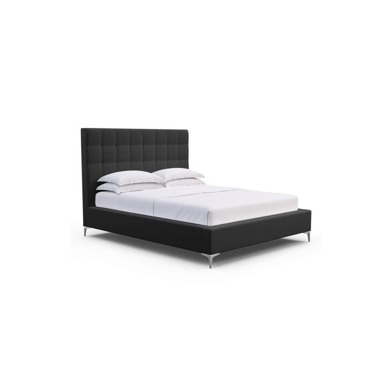 Bryant Upholstered Bed, Ebony, Full, Box Weave Linen Marzipan