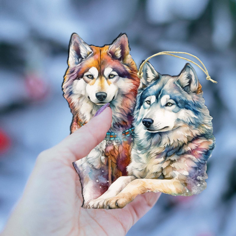 Mysterious Wolves Wooden Ornament by G. DeBrekht