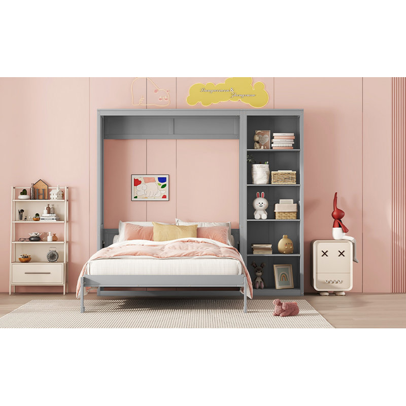 Lit escamotable double pleine grandeur avec tablettes