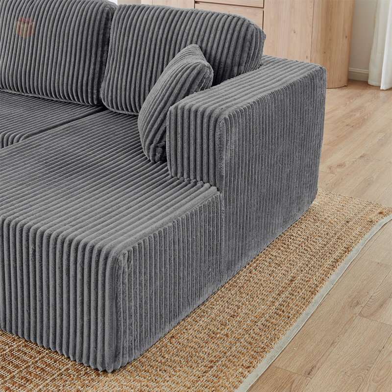 Canapé modulaire en U en forme de U, canapé modulaire compressé en velours côtelé de style minimaliste moderne, canapé-lit pour le salon, la chambre à coucher, canapé-lit Comfy