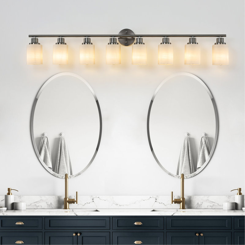 8- Wall Sconce With Brushed Nickel And Frosted Glass, Modern Style For Bathroom, Hallway, Bedroom, , Gentle , Easy To Install Resistance Rust, Soft Effect,