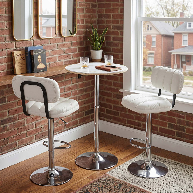 Ensemble de table de bar 3 pièces Modern, Silver, White/Silver
