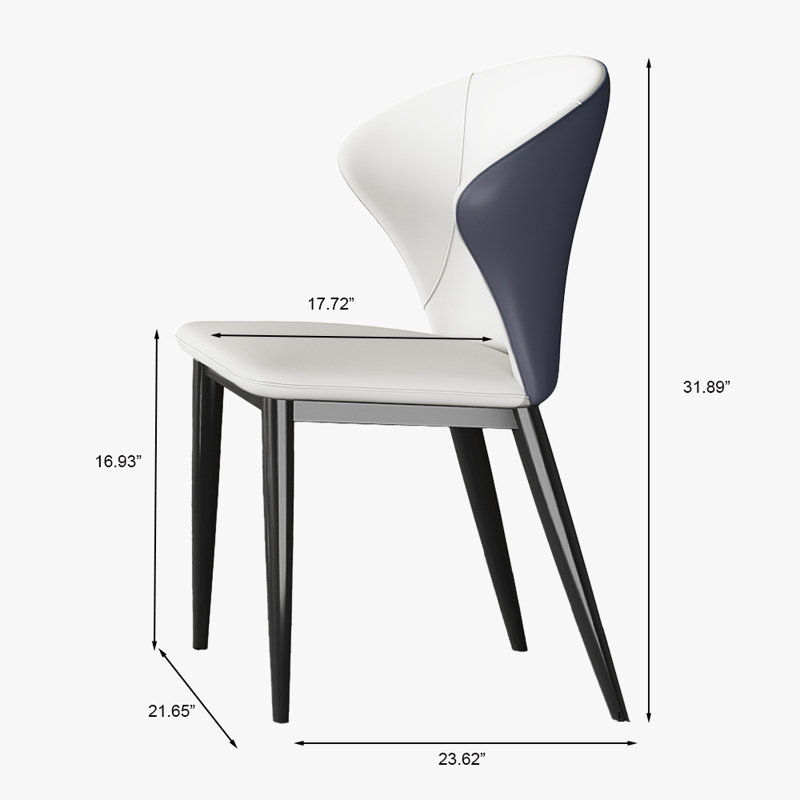 Kaneaki Modern Dining Chair, PU Leather Upholstered, Stainless Steel Legs, Dark Gray