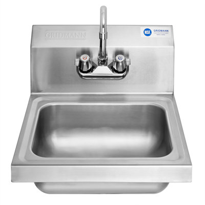17 " L x 15.5 " W Silver Wall Handwash Station with Faucet