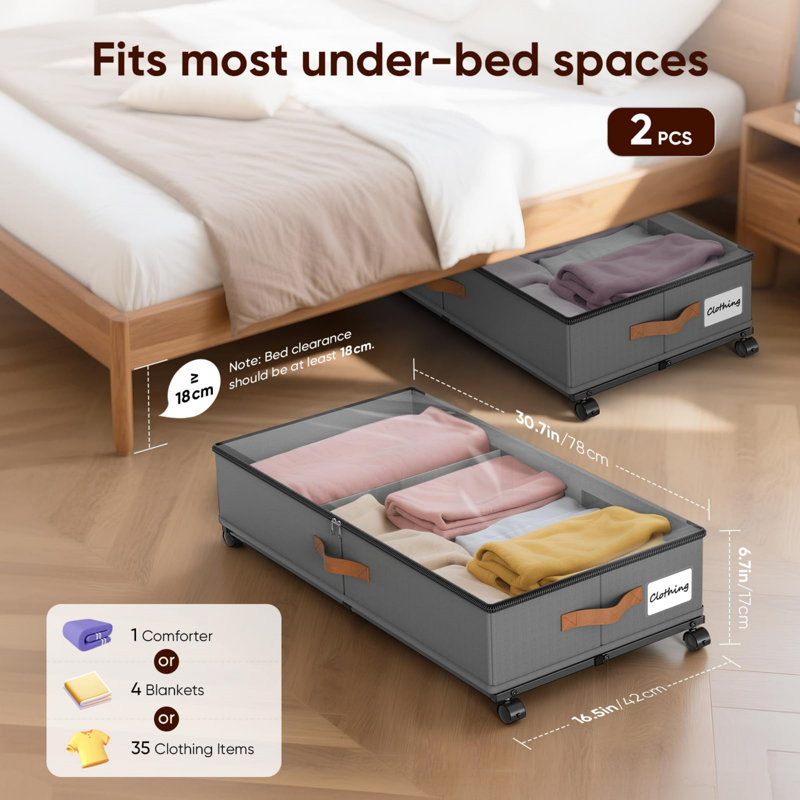 Beachcrest Home Fabric Underbed Storage
