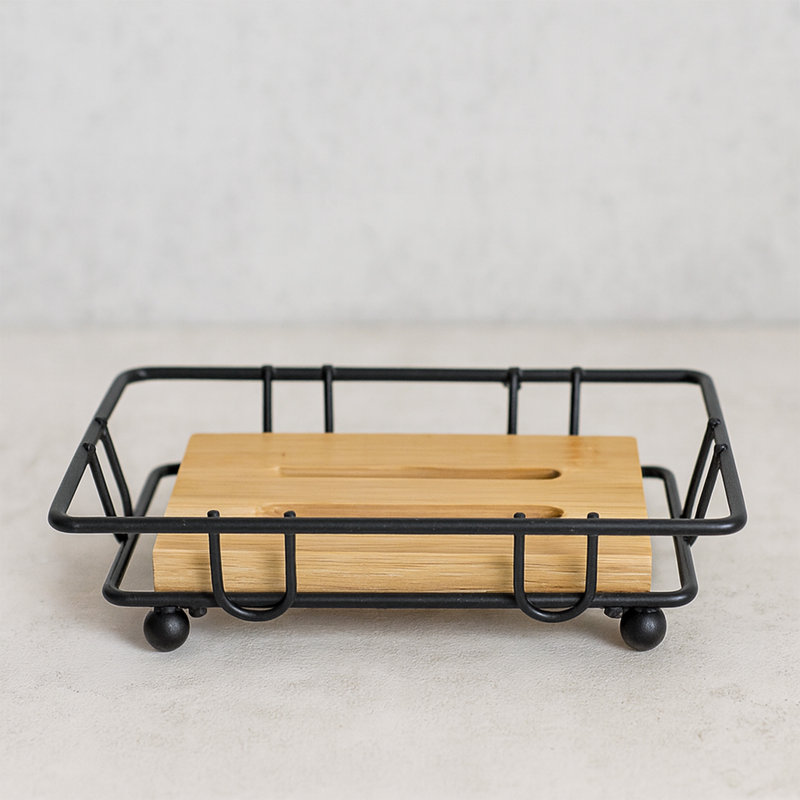 Bamboo Soap Dish, Black/Bamboo