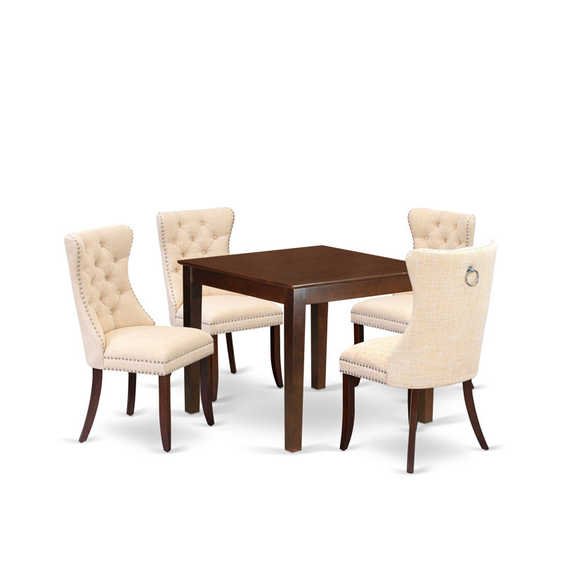 3 Piece Kitchen Set Consists of a Rectangle Dining Table with Removable leaf and 2 Upholstered Chairs, Mahogany, Black