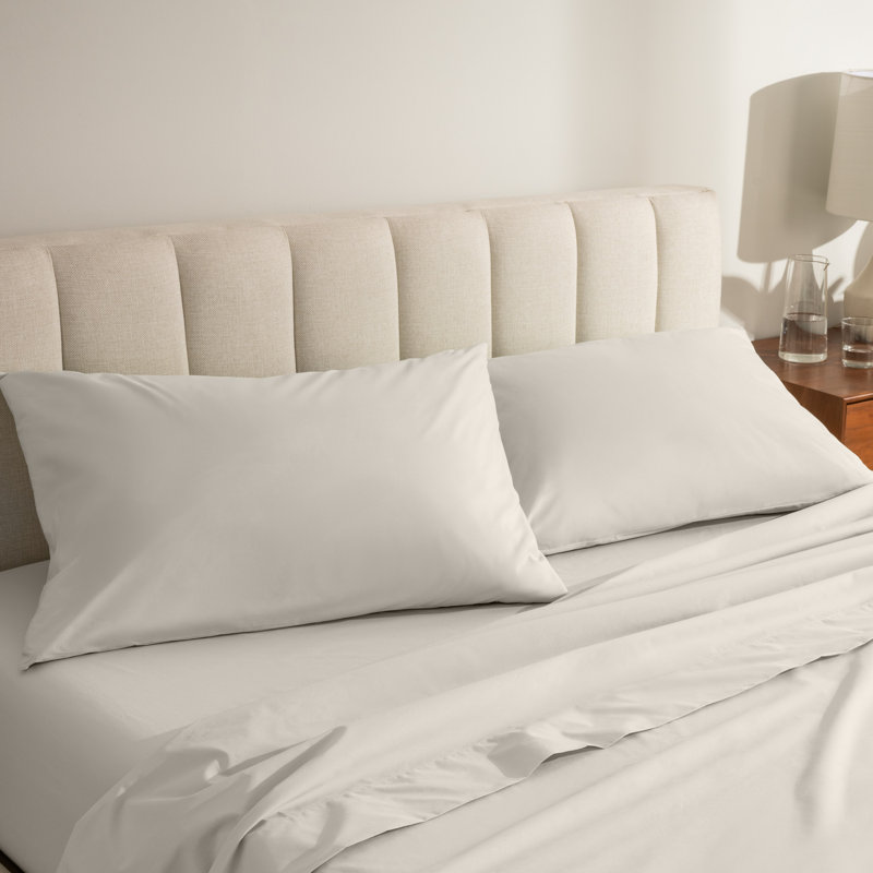 Organic 100% Cotton Percale Pillowcase, 2 Standard Pillowcases, French Beige