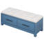 Grand banc de rangement bleu marine avec coussin de siège amovible