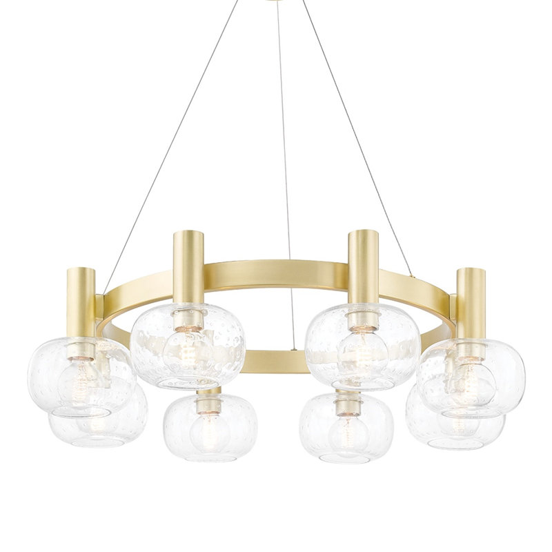Harlow 8 Light Chandelier, Aged Brass