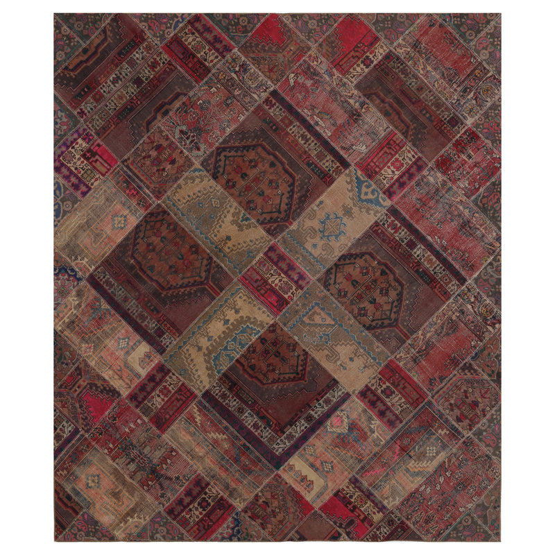 Tapis beige/rouge patchwork Anvi