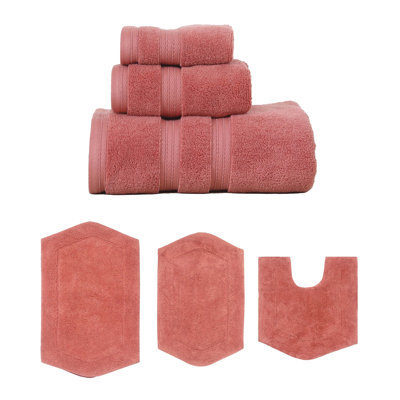 Bryd Collection 100% Soft Cotton 3 Pc Towel Set & 3 Pc Bath Rug Set, (Set of 6)