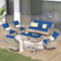 7 - Person Wicker Outdoor Conversation Set, Patio Sofa & Swivel Chair Set with Cushions