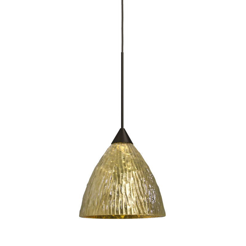 Luminaire suspendu à 1 lumière Abbie-James, Bronze, Or pierre, DEL