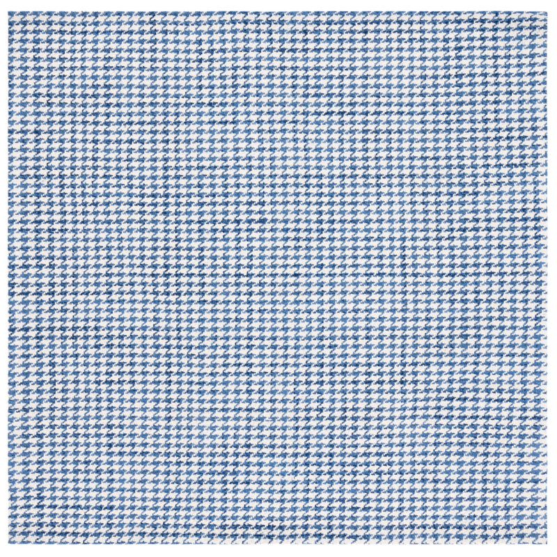 Fultonville Hand Woven Wool And Cotton Houndstooth Rug, Square 6'
