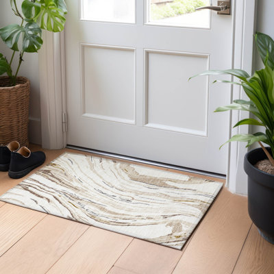 Tapis ivoire intérieur / extérieur lavable à la machine Chayden ACN1037