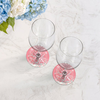 Sous-verres ronds en cuir corail rose