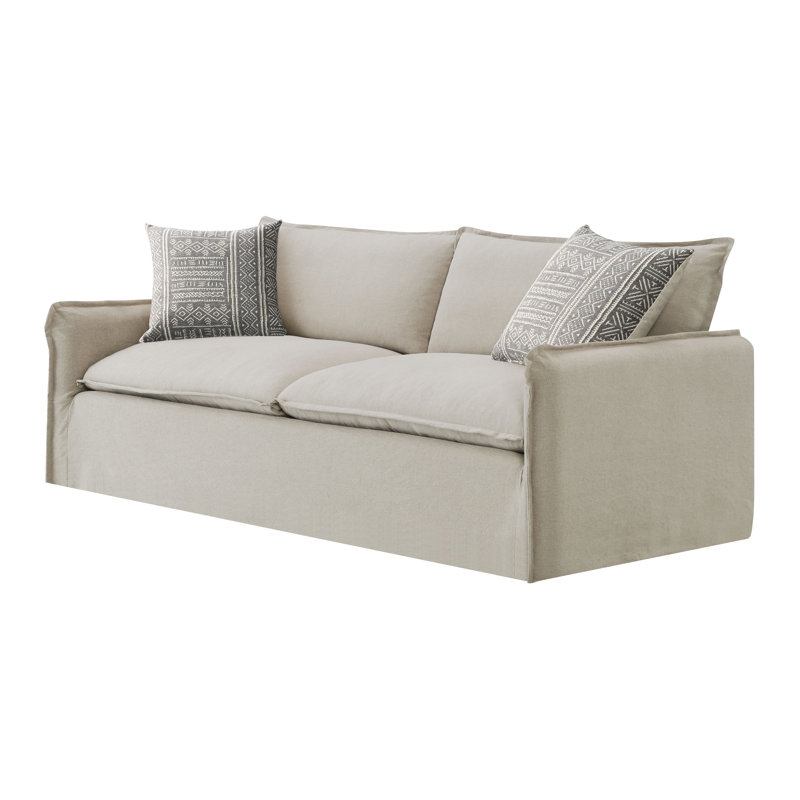 Canapé en lin beige 83,6 po avec 2 coussins Lawrin