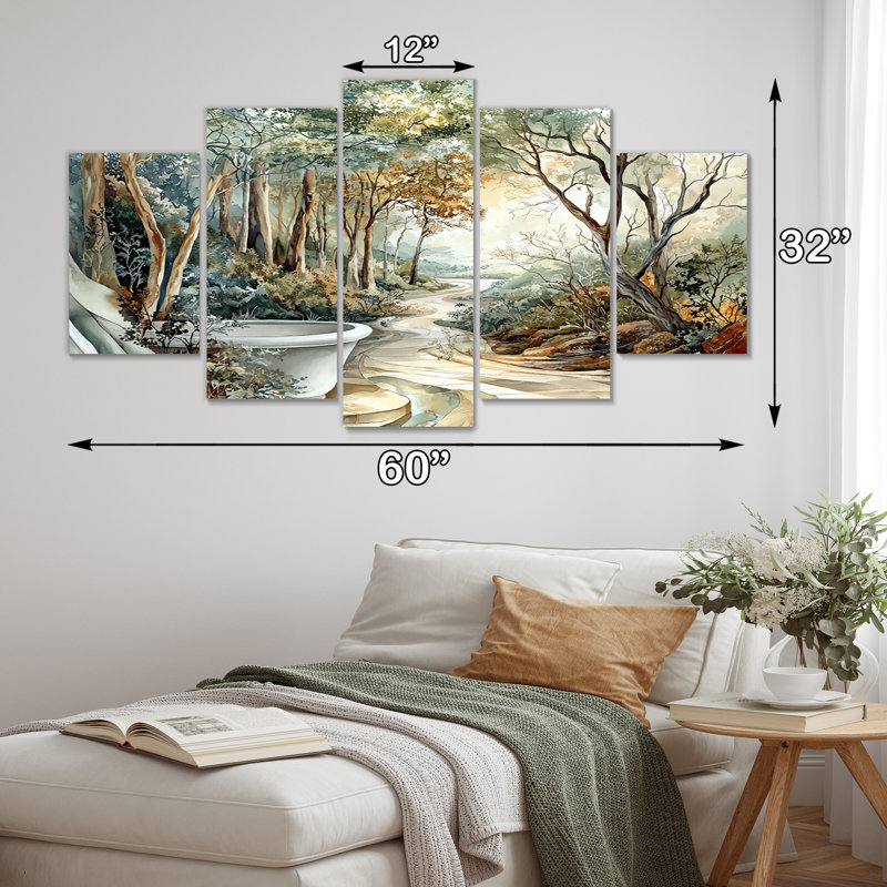 Ensemble d'art sur toile vert et brun Bath Haven I