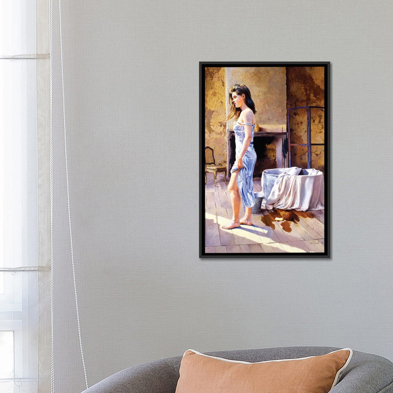 « elisa e la tinozza », reproduction d’art sur toile tendue, H 26 po x l 18 po x P 1,5 po, Toile avec cadre noir